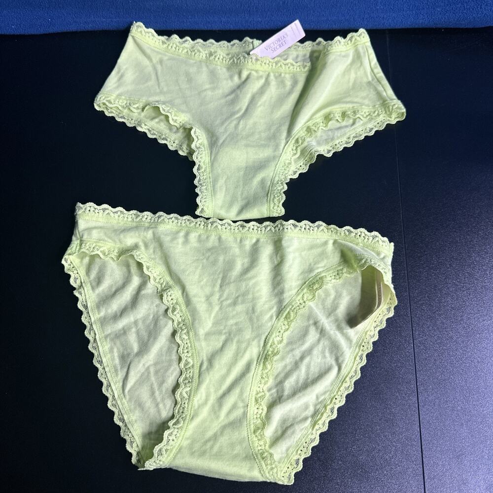 Victoria's Secret 2 Pack Lime Green Solid Bikini Underwear Women's Size X Small
